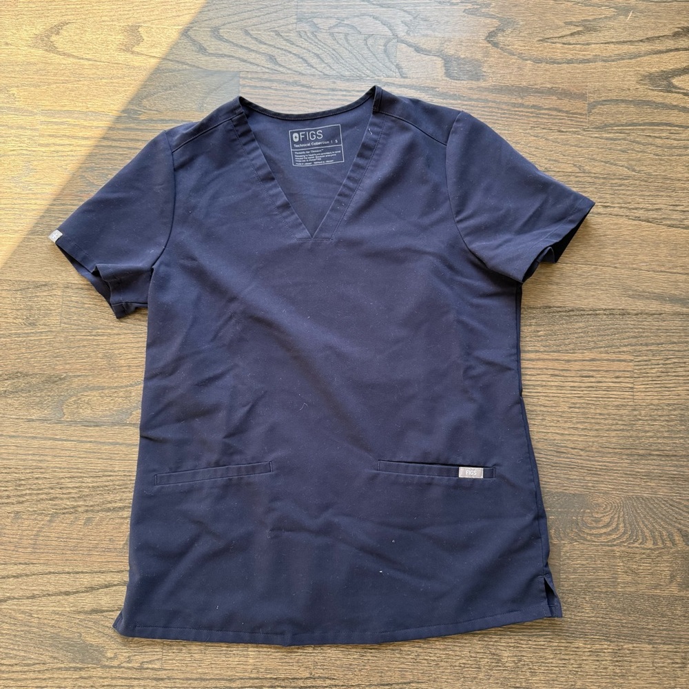 Figs Deep Blue V-Neck Scrub Top